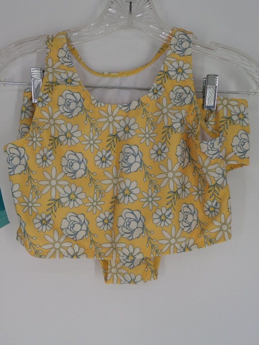 Wurl Girls Two Piece Swimsuit Yellow Floral Size Large NWT